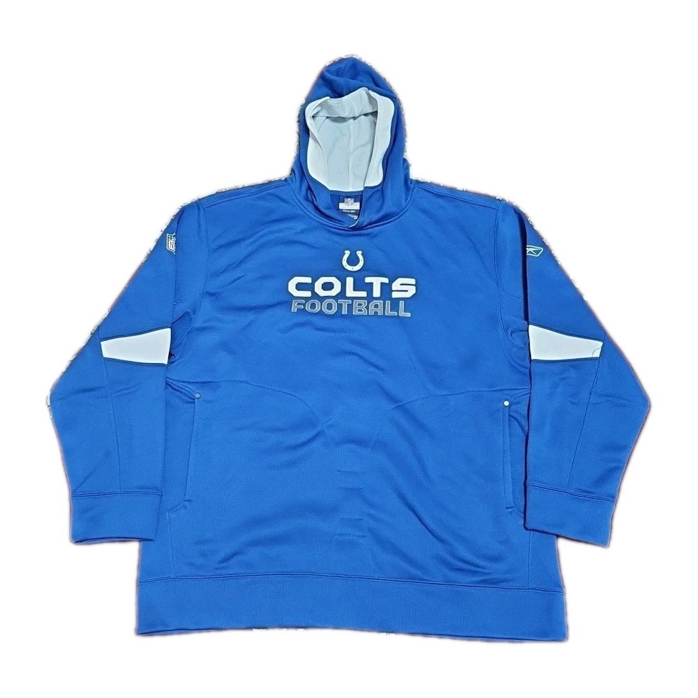 Indianapolis Colts Hoodie  XL Blue Embroidered On Field NFL Y2k Pullover Reebok